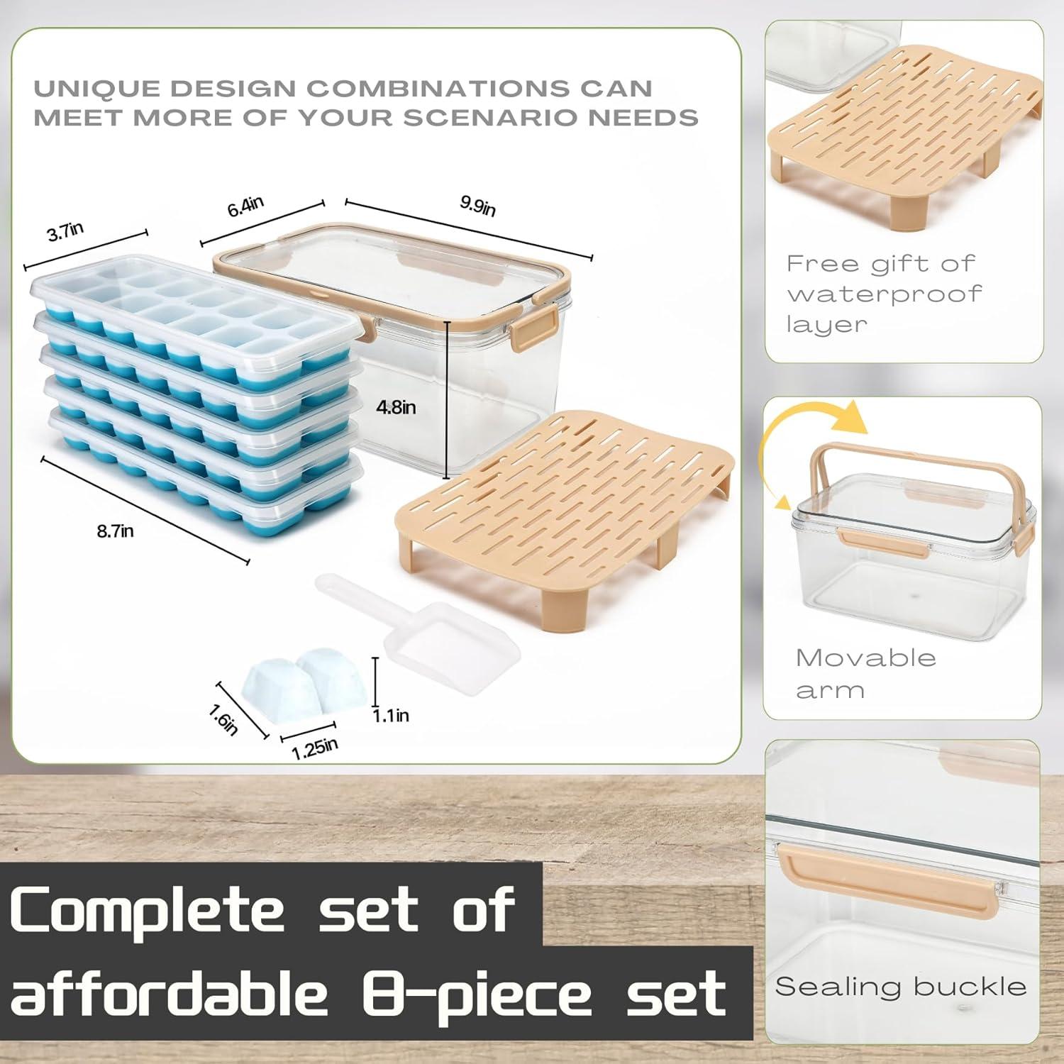 Bandeja de Hielo con Tapa MBHTZJ - 5 Piezas Silicona Azul