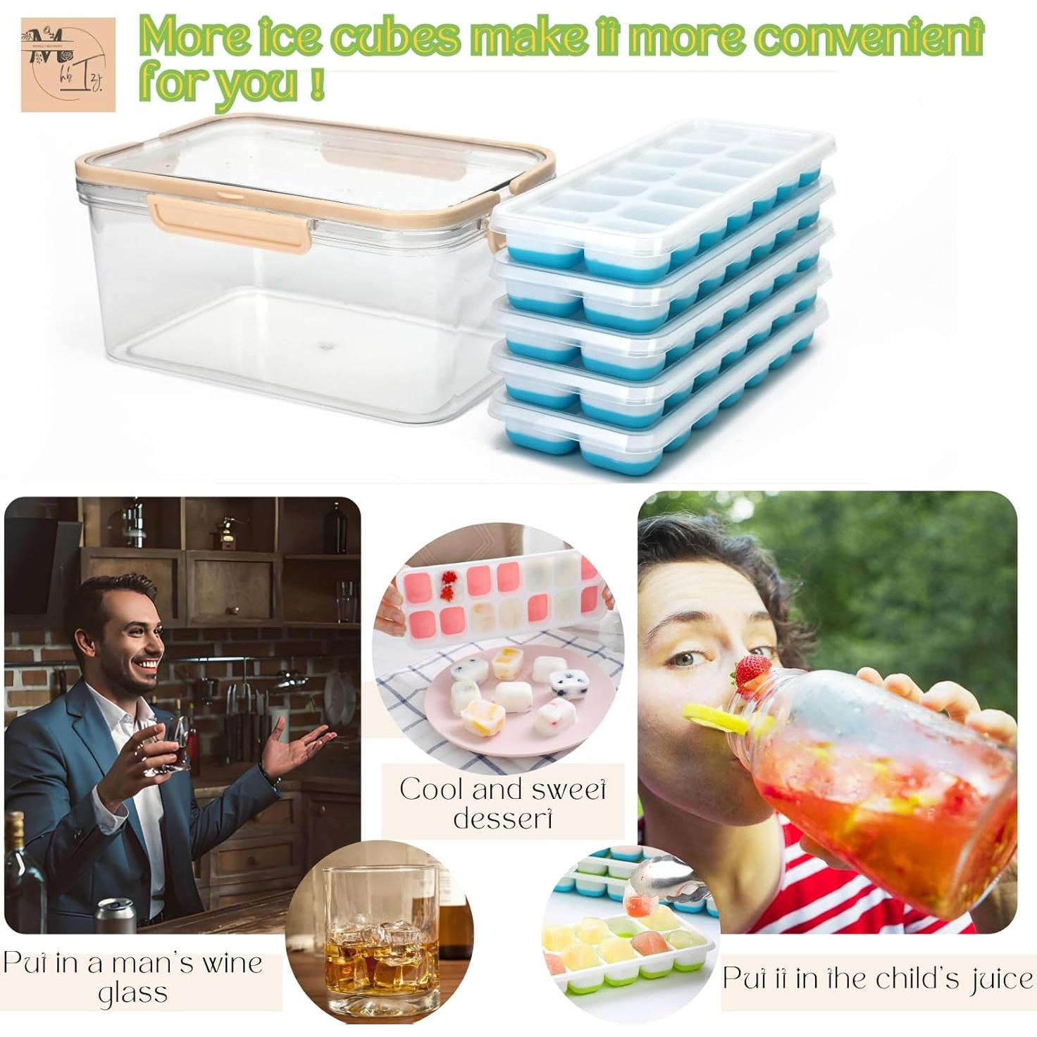 Bandeja de Hielo con Tapa MBHTZJ - 5 Piezas Silicona Azul