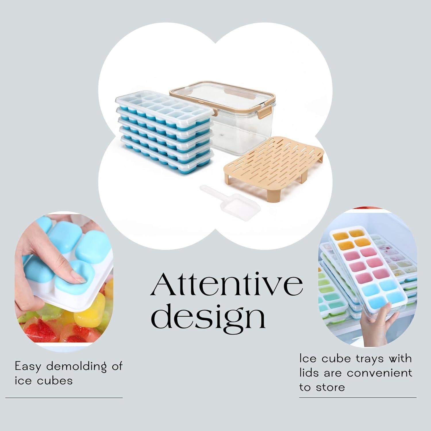 Bandeja de Hielo con Tapa MBHTZJ - 5 Piezas Silicona Azul