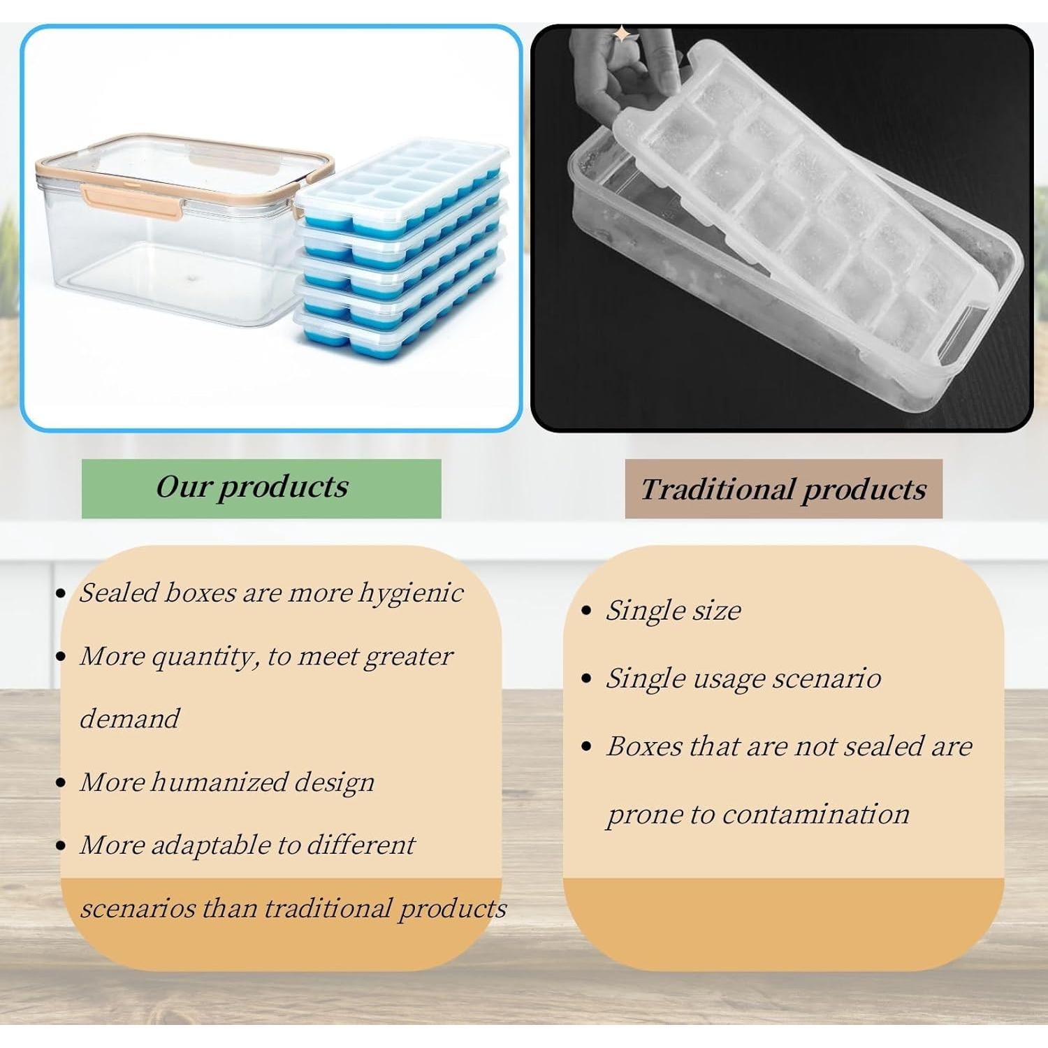 Bandeja de Hielo con Tapa MBHTZJ - 5 Piezas Silicona Azul