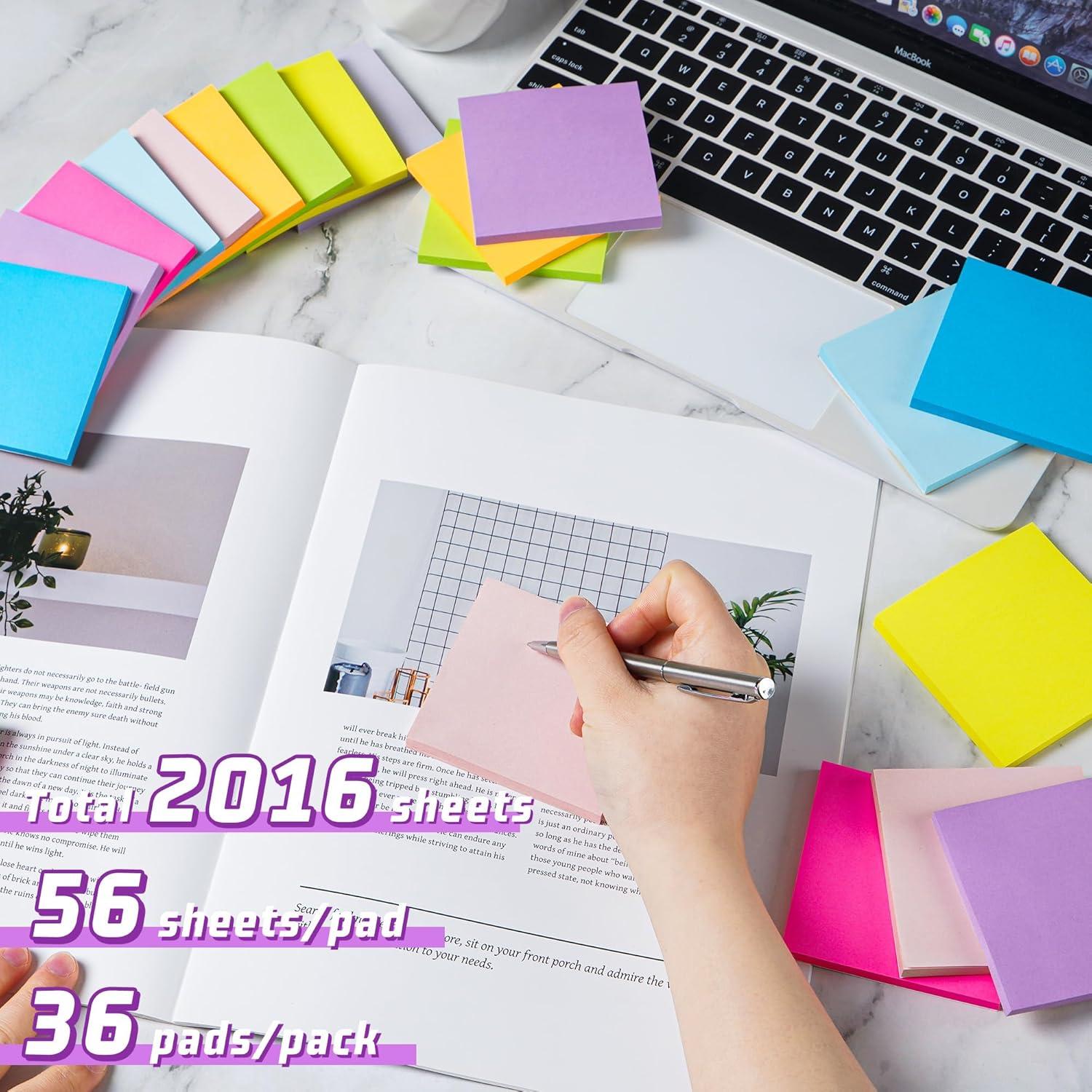 Paquete de 36 Notas Adhesivas VIPSTAR 7.62x7.62 cm 9 Colores