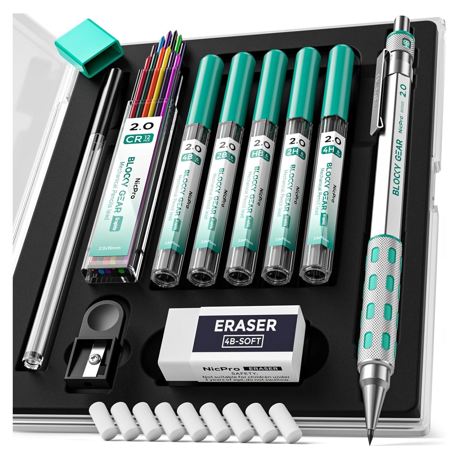 Conjunto de Lápices Mecánicos Nicpro 2mm con Estuche y Recargas