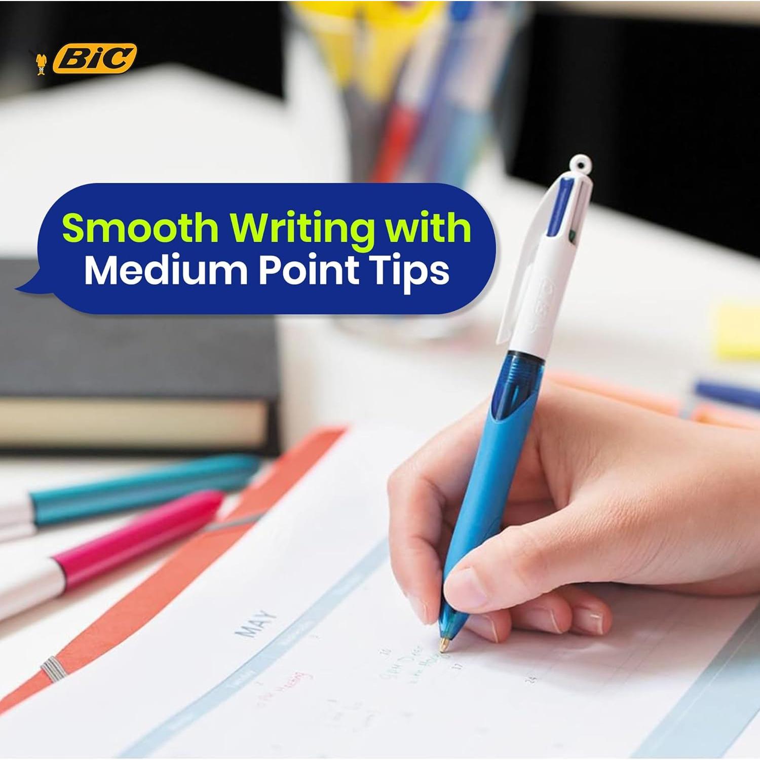 Paquete de 12 bolígrafos BIC 4 colores y 3 cintas Tipp-Ex