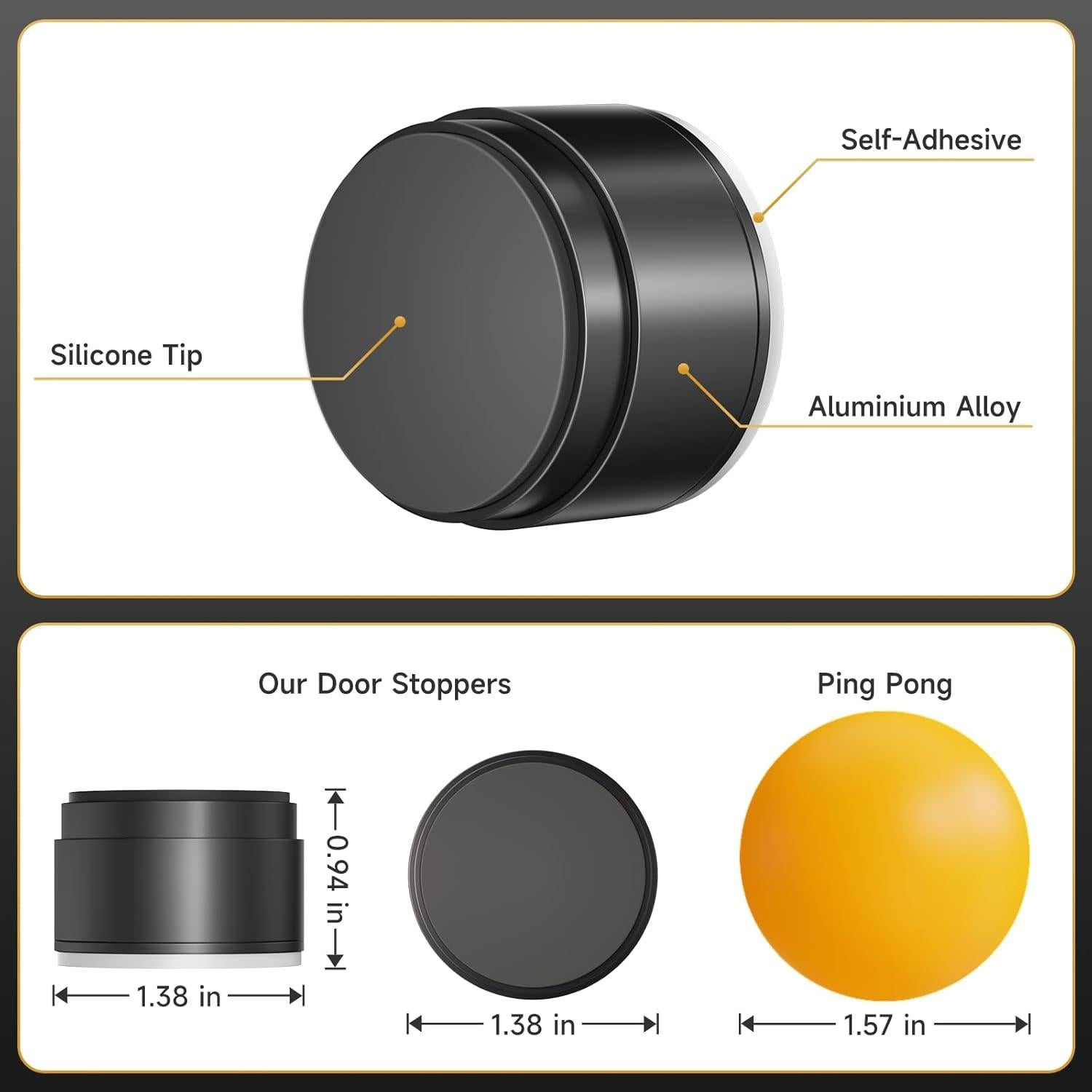 Tope de puerta Brieieziy negro con absorción de impactos 3.5 cm