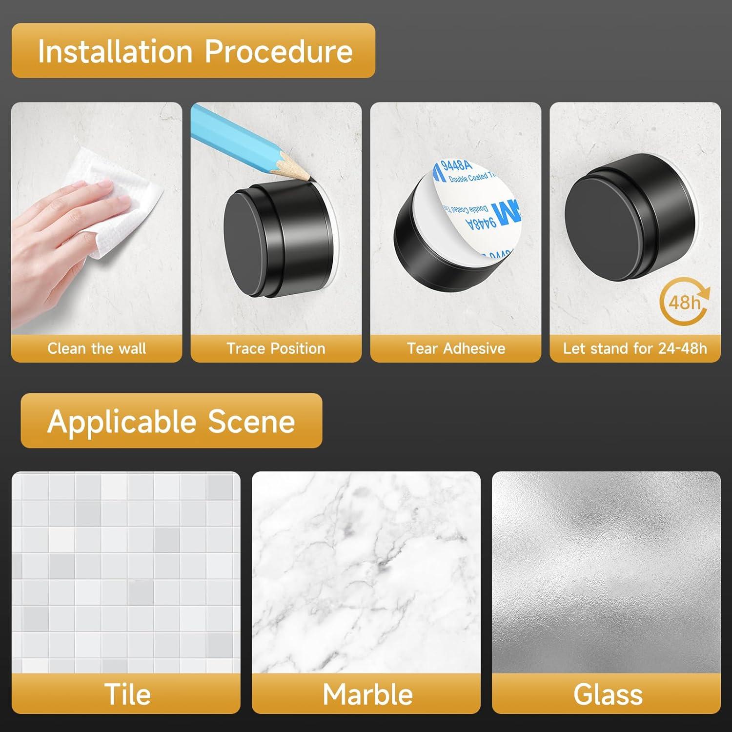 Tope de puerta Brieieziy negro con absorción de impactos 3.5 cm