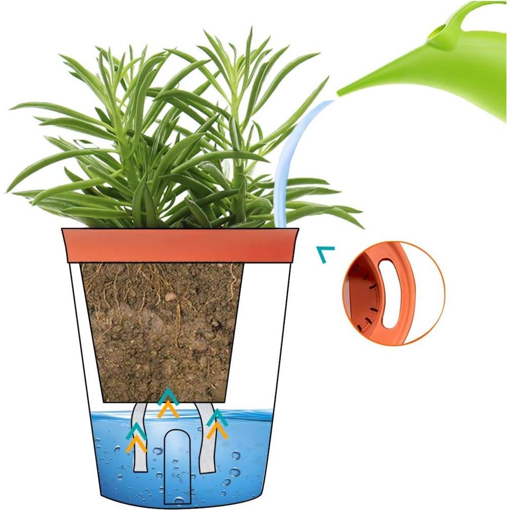 Juego de 6 Macetas Rectangulares Autorriego GardenBasix Arcilla