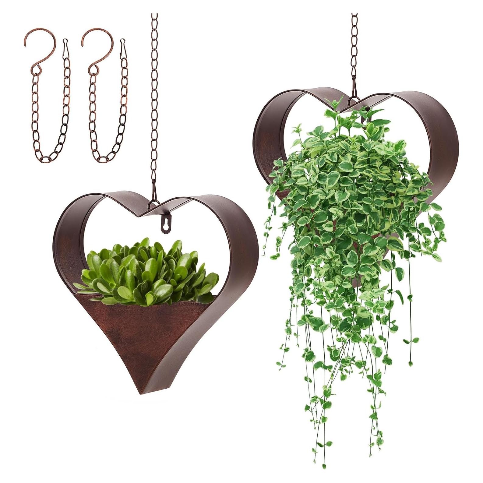 Soportes de Plantas Colgantes Romooa en Forma de Corazón - 2 Piezas