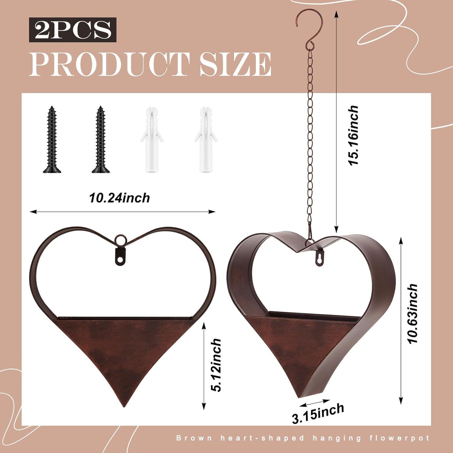 Soportes de Plantas Colgantes Romooa en Forma de Corazón - 2 Piezas