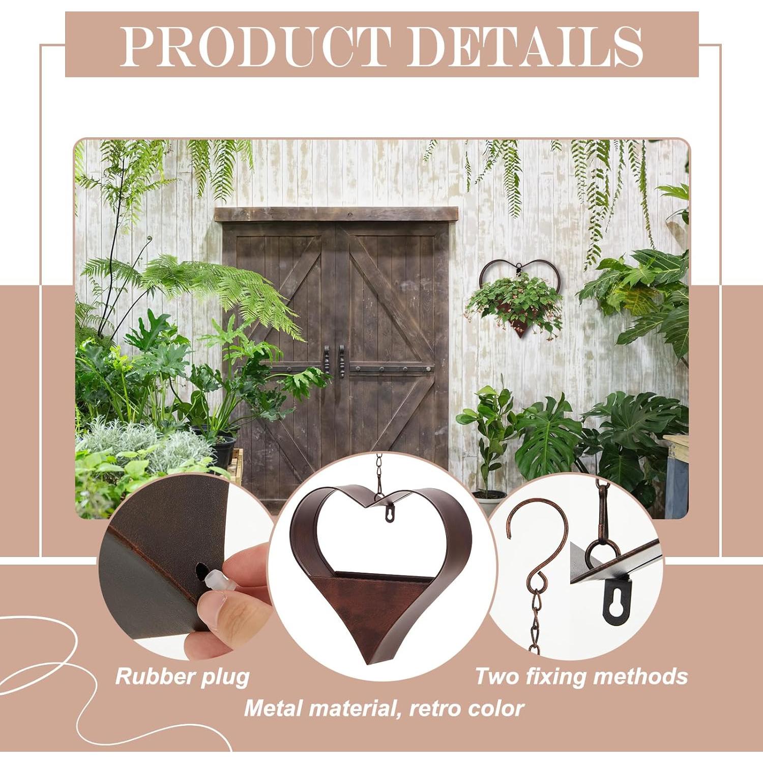 Soportes de Plantas Colgantes Romooa en Forma de Corazón - 2 Piezas