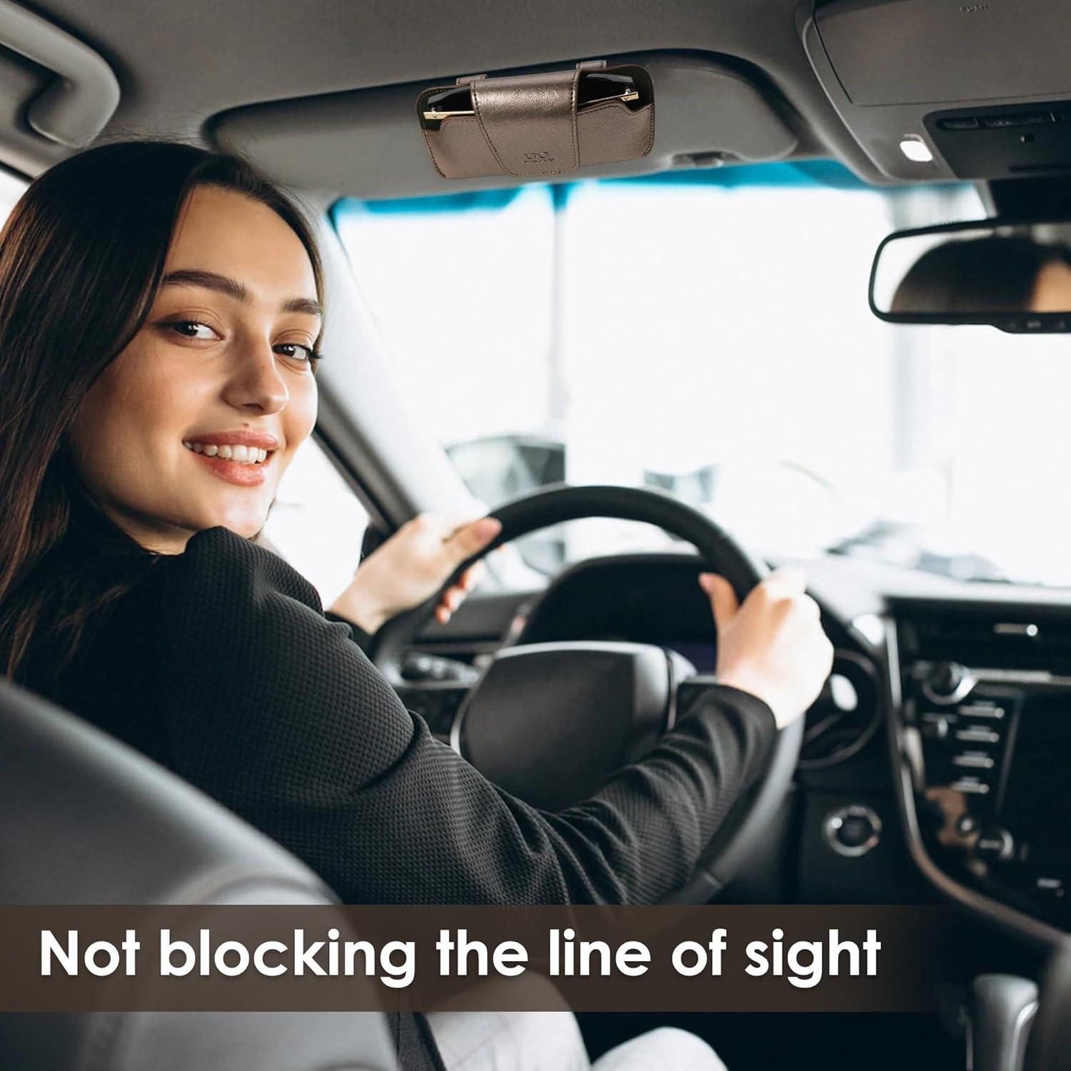Soporte de Gafas de Sol URIZZD para Visera de Coche Cuero
