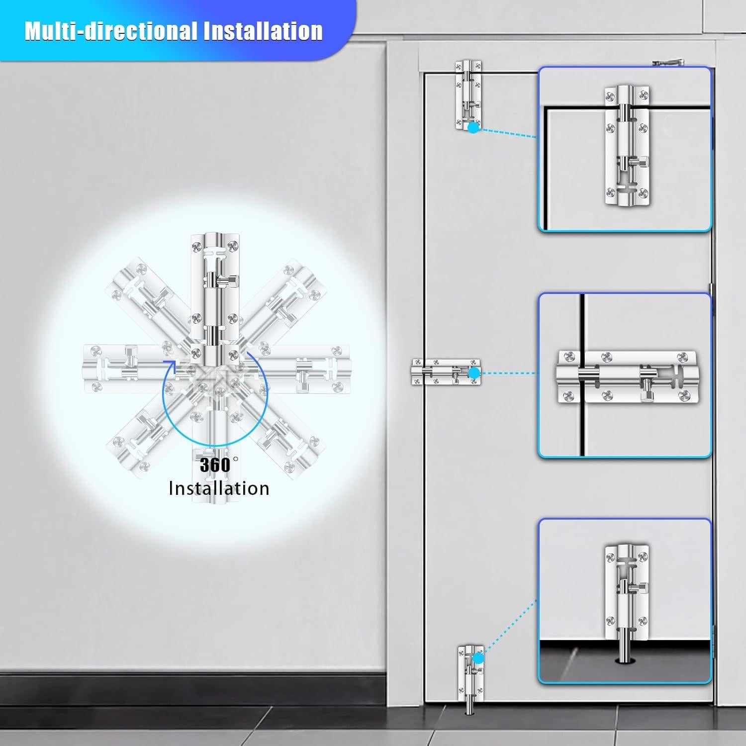 Cerraduras Deslizantes INBOF 2 Piezas Acero Inoxidable 7.62 cm