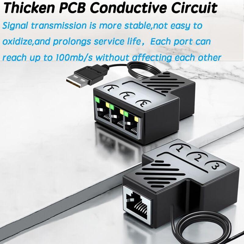 Adaptador Divisor Ethernet RJ45 Aoiutrn 1 a 3 Puertos 100 Mbps