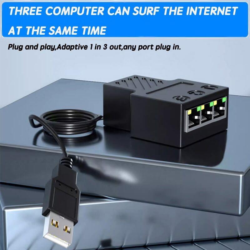 Adaptador Divisor Ethernet RJ45 Aoiutrn 1 a 3 Puertos 100 Mbps