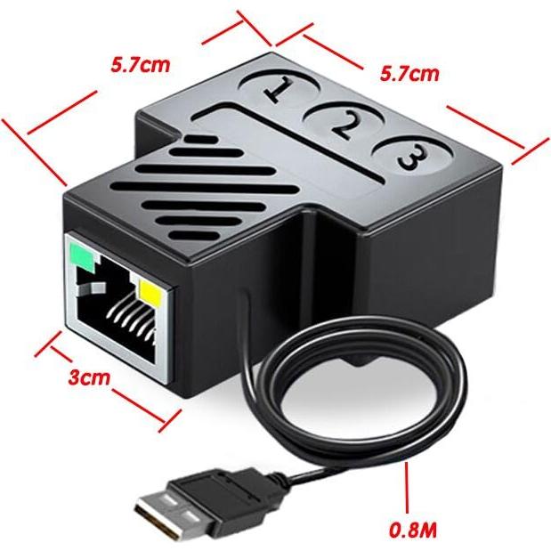 Adaptador Divisor Ethernet RJ45 Aoiutrn 1 a 3 Puertos 100 Mbps