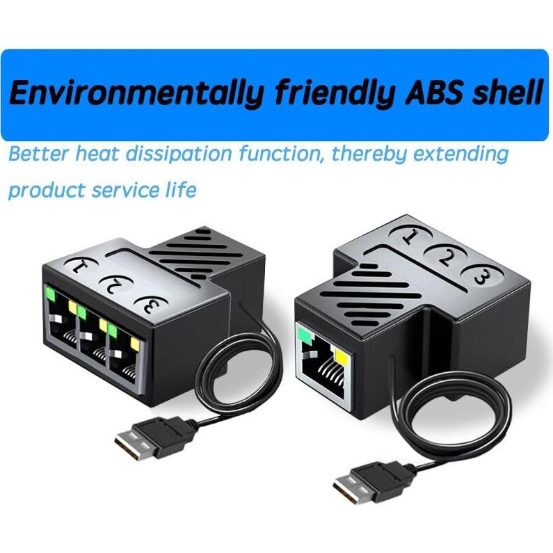 Adaptador Divisor Ethernet RJ45 Aoiutrn 1 a 3 Puertos 100 Mbps