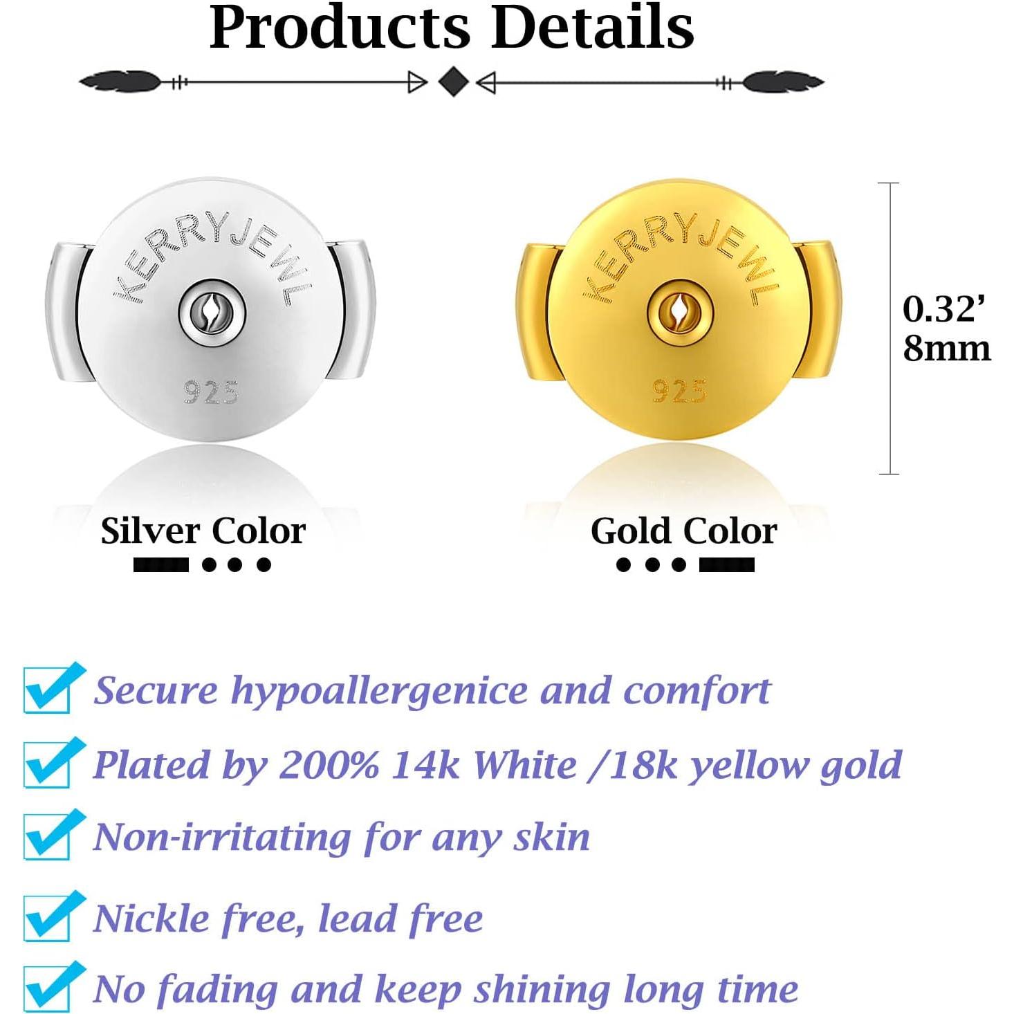 Reemplazos de Aretes de Cierre Kerryjewl en Plata 925 y Oro 14K