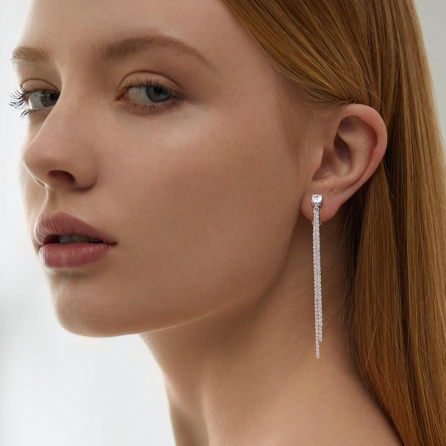 Pendientes de Clip de Oro 14K y Plata 925 con Zirconia Cubica