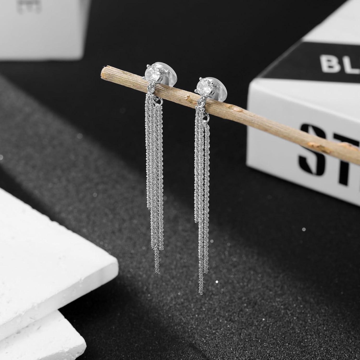 Pendientes de Clip de Oro 14K y Plata 925 con Zirconia Cubica