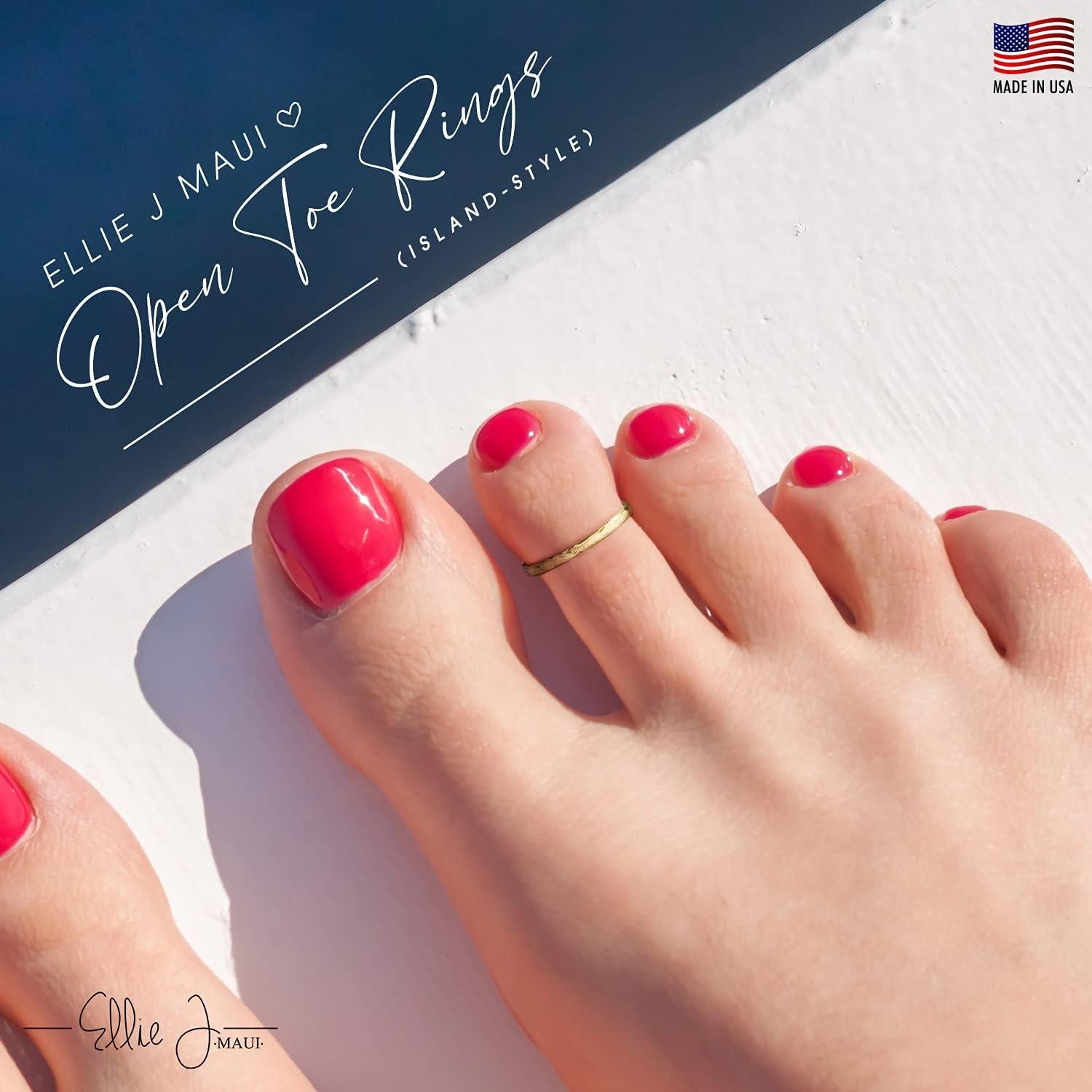 Anillo Abierto de Dedo del Pie Ellie J Maui Plata 925 Oro 14K