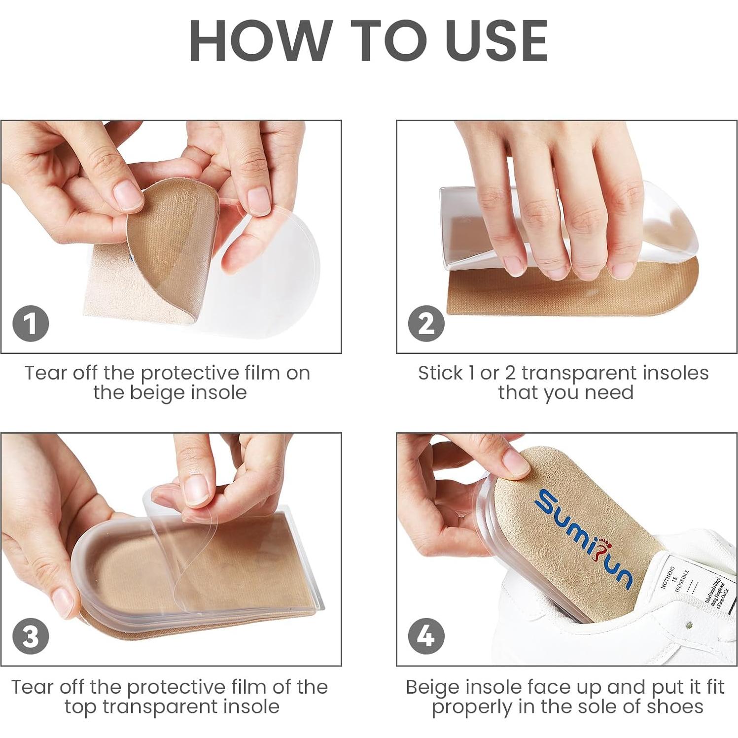 Elevadores de Talón Sumifun de Gel 3 Capas para Mujeres