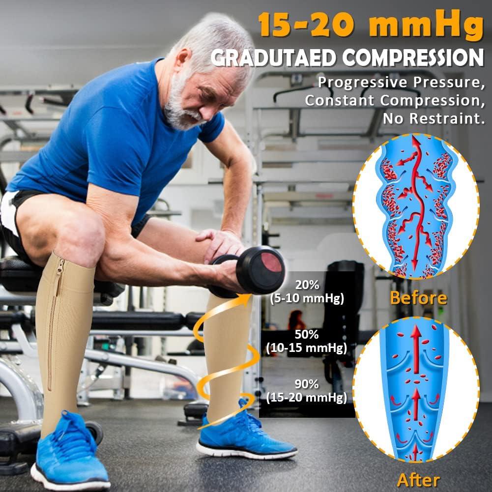 Calcetines de Compresión CASMON 15-20 mmHg Cremallera Beige