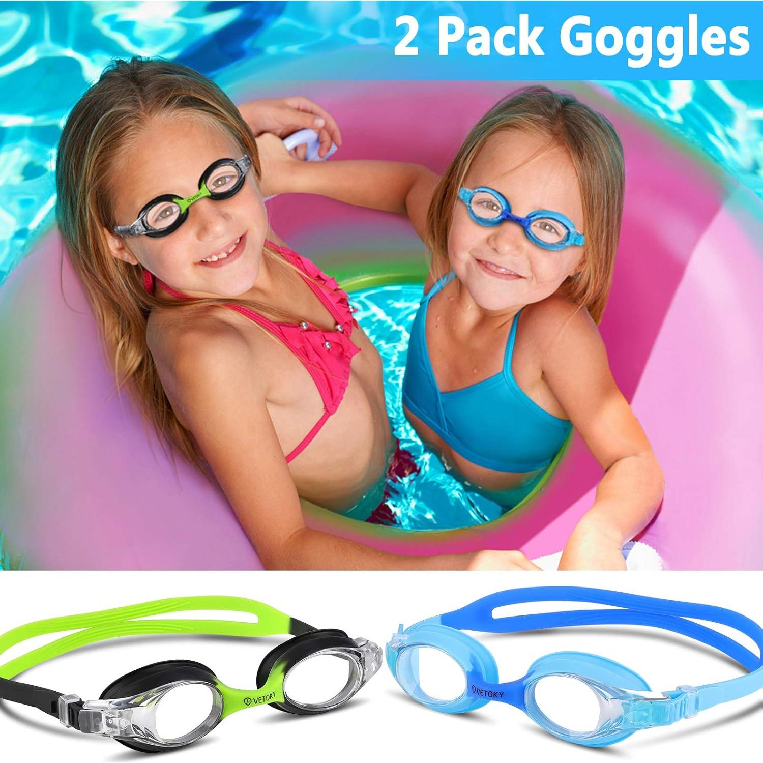 Gafas de natación para niños Huituo, paquete de 2, UV y antiempañantes