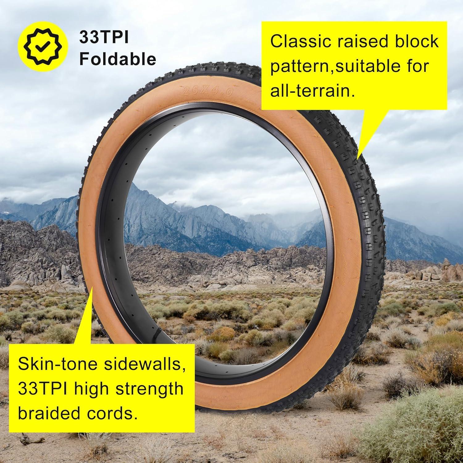 Juego de Neumáticos y Cámara RUHUO 26x4.0 Plegable Resistente