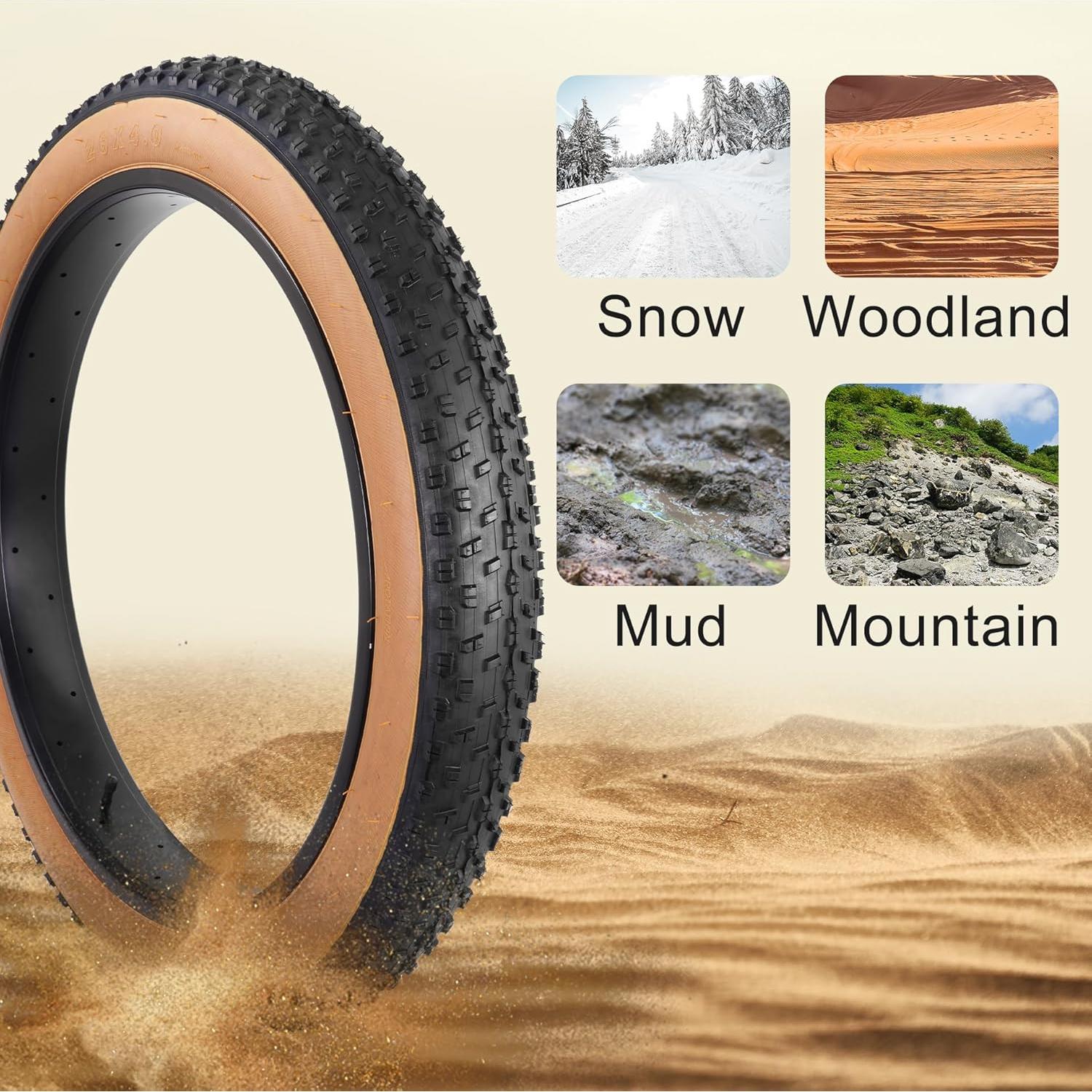 Juego de Neumáticos y Cámara RUHUO 26x4.0 Plegable Resistente