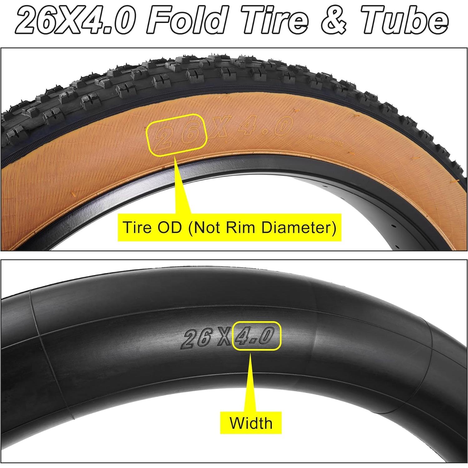 Juego de Neumáticos y Cámara RUHUO 26x4.0 Plegable Resistente
