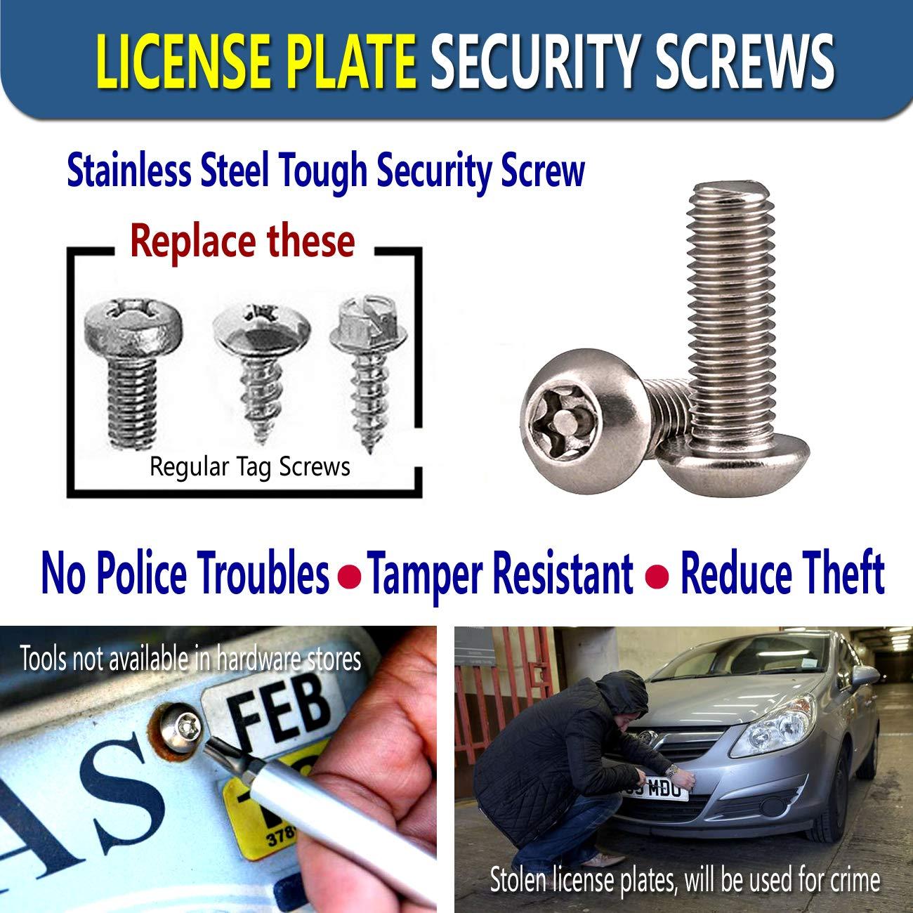 Tornillos Antirrobo para Placas de Matrícula QINMAN M6 20mm Acero Inoxidable
