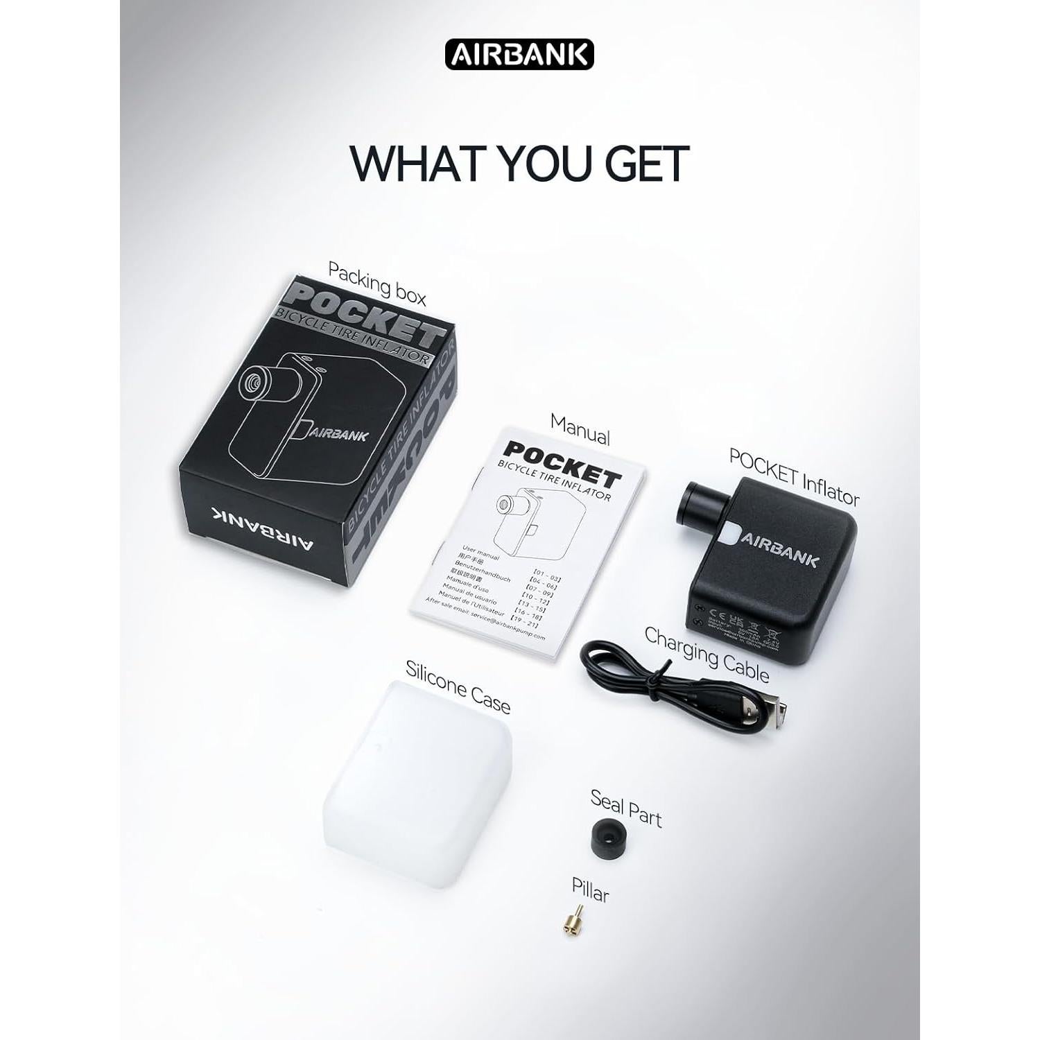 Bomba Eléctrica de Bicicleta AIRBANK POCKET 100PSI Compacta