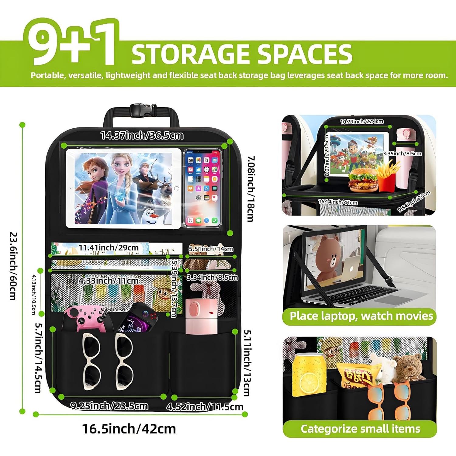 Organizador de Asiento Trasero AIUSLN con Mesa Plegable 9+1 Bolsillos