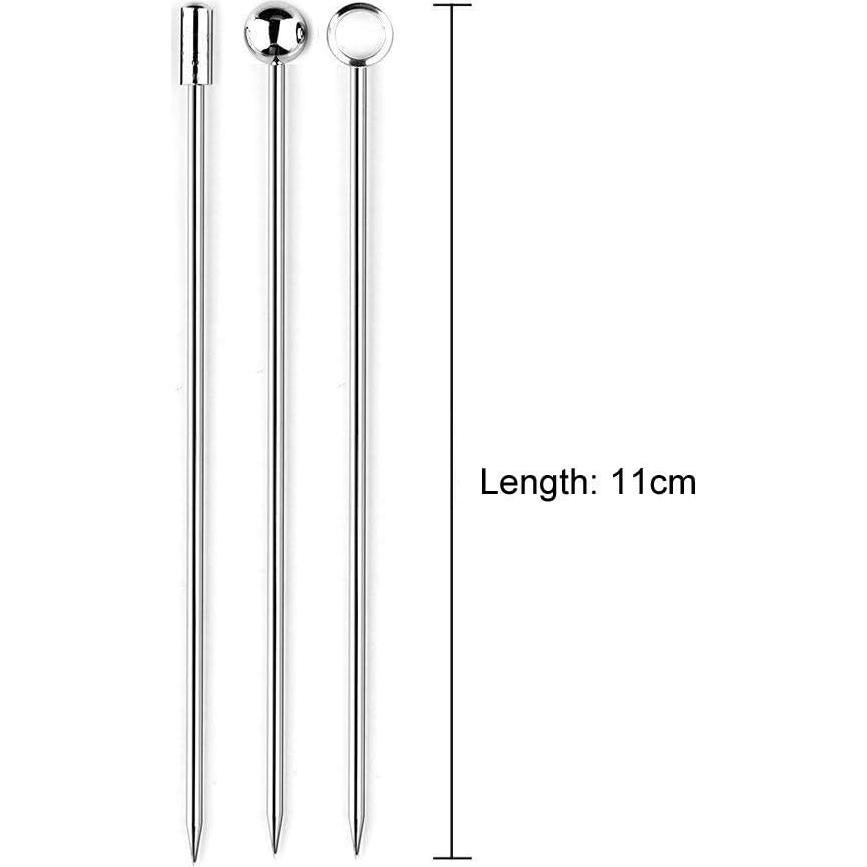 Paquete de 45 Palillos de Cóctel de Acero Inoxidable 10.8 cm
