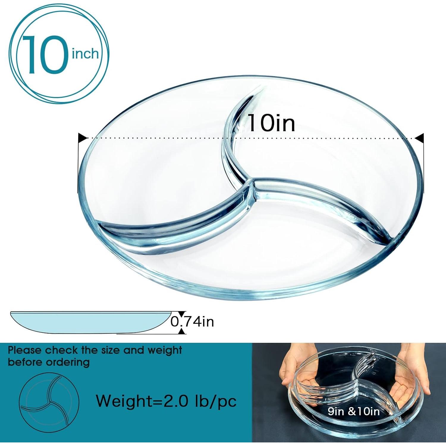 Plato Dividido de Vidrio NUTRIUPS 25 cm con Compartimentos