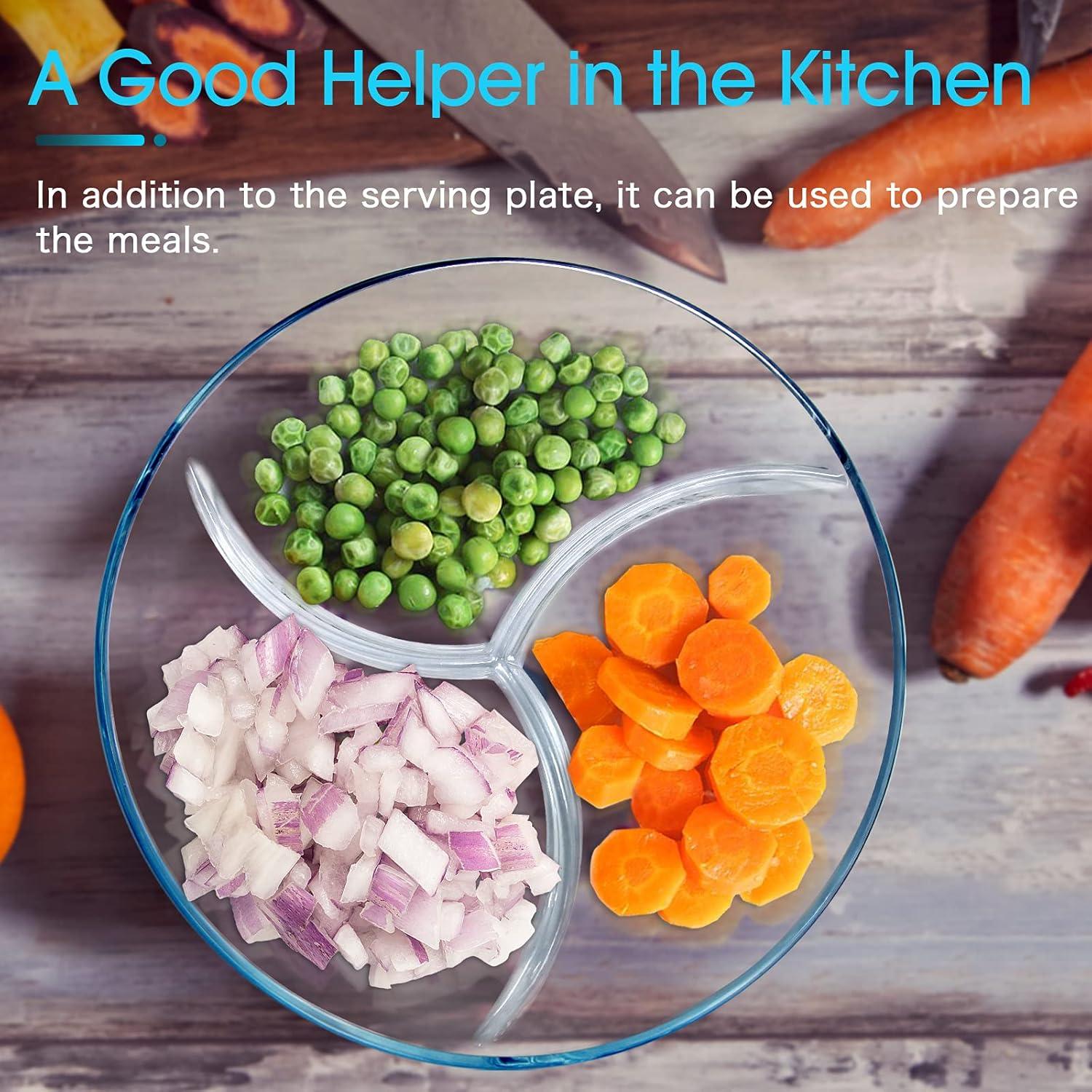 Plato Dividido de Vidrio NUTRIUPS 25 cm con Compartimentos