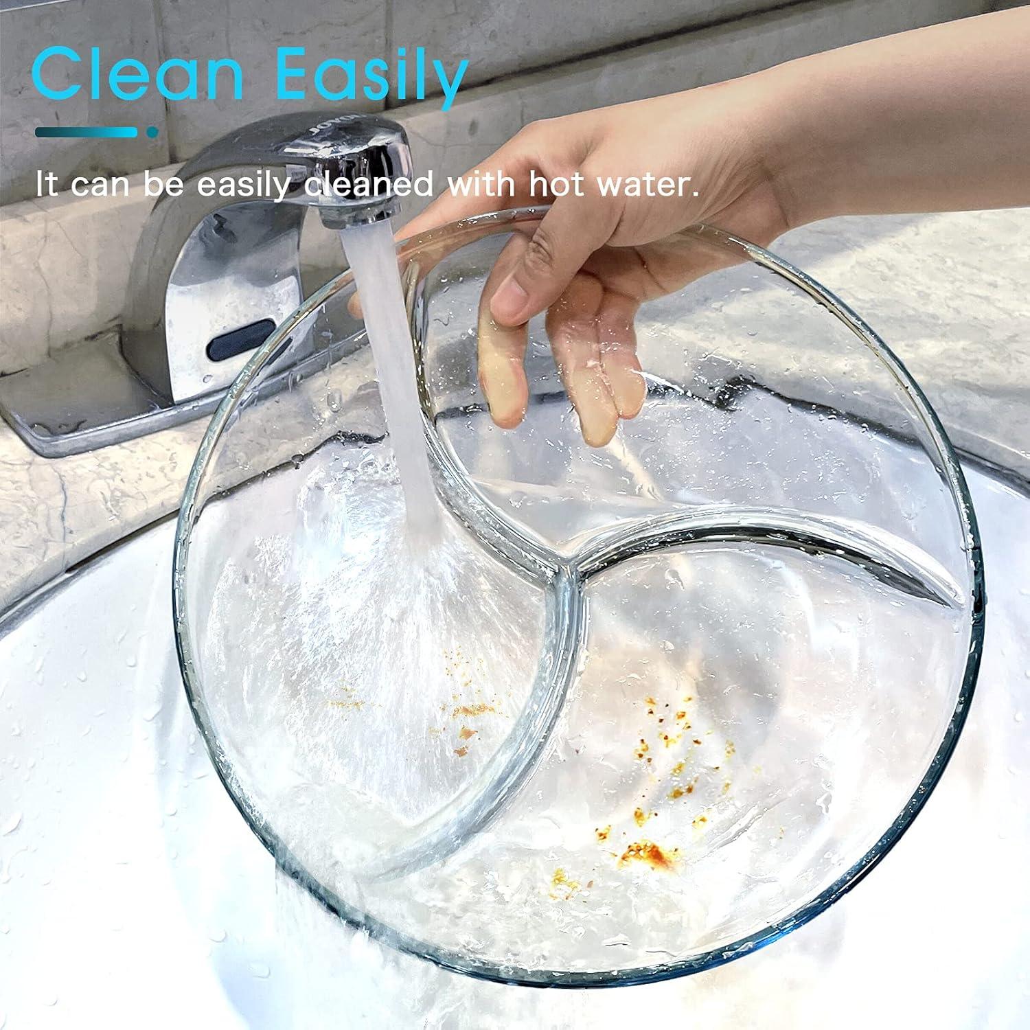 Plato Dividido de Vidrio NUTRIUPS 25 cm con Compartimentos