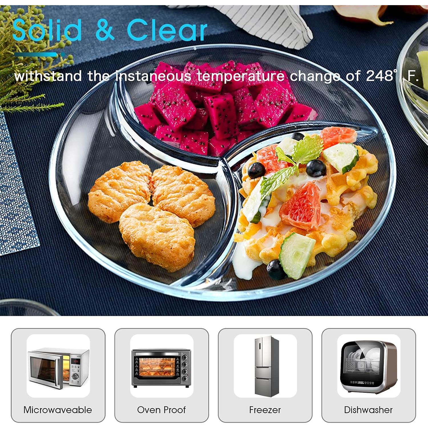 Plato Dividido de Vidrio NUTRIUPS 25 cm con Compartimentos