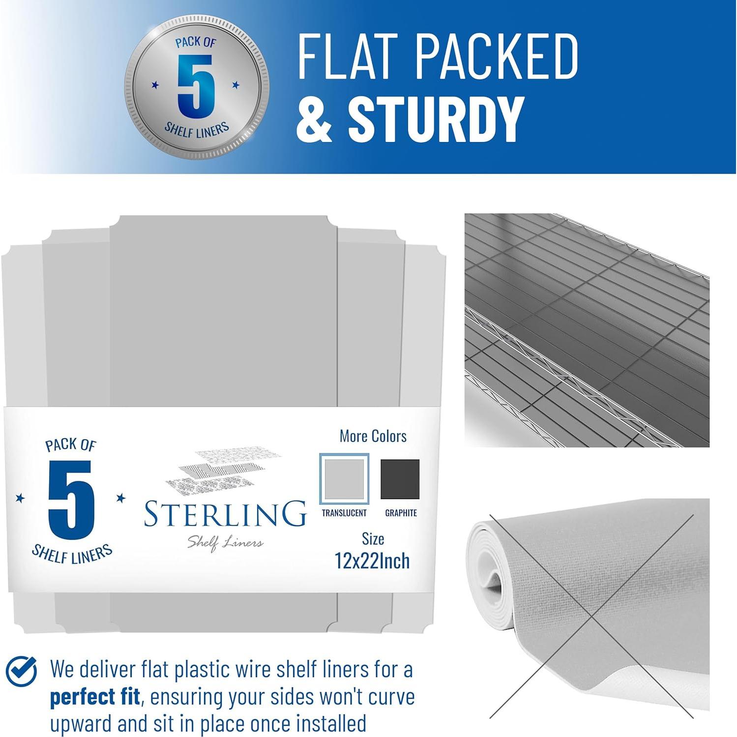 Forros de Estante Sterling Transparentes 5 Piezas 29 x 54 cm