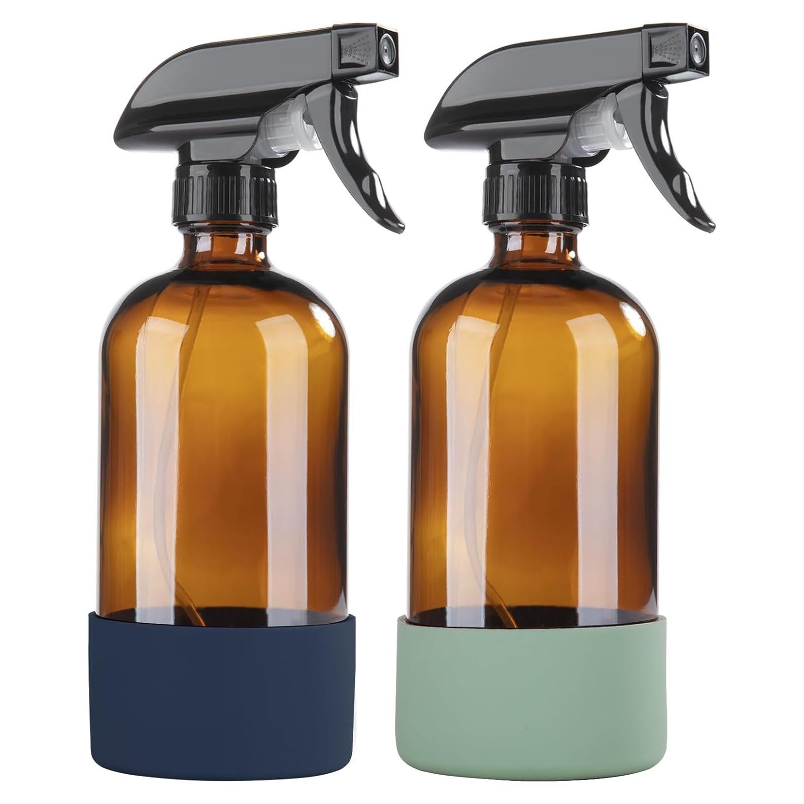 Botellas de Spray de Vidrio Ámbar HOMBYS 16 oz con Silicona - Paquete de 2