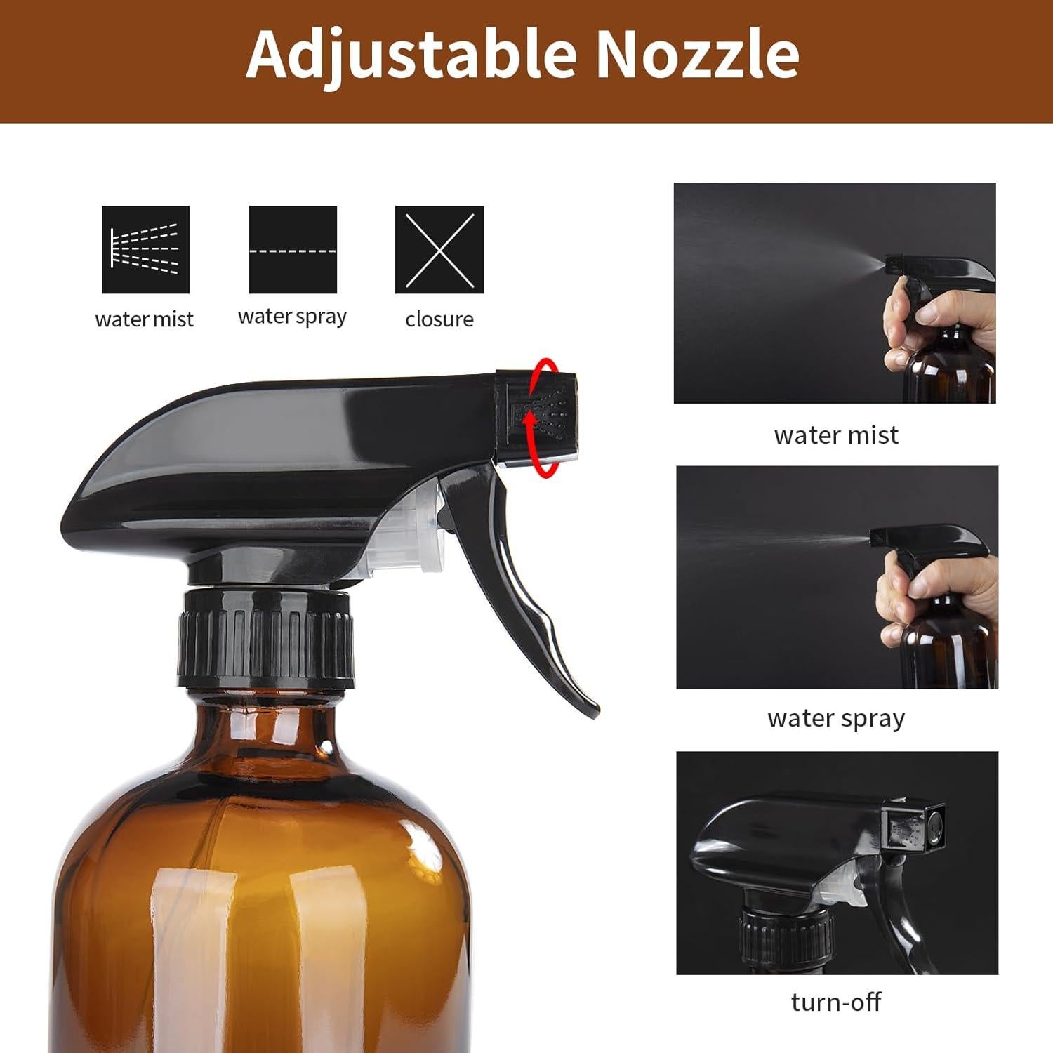 Botellas de Spray de Vidrio Ámbar HOMBYS 16 oz con Silicona - Paquete de 2