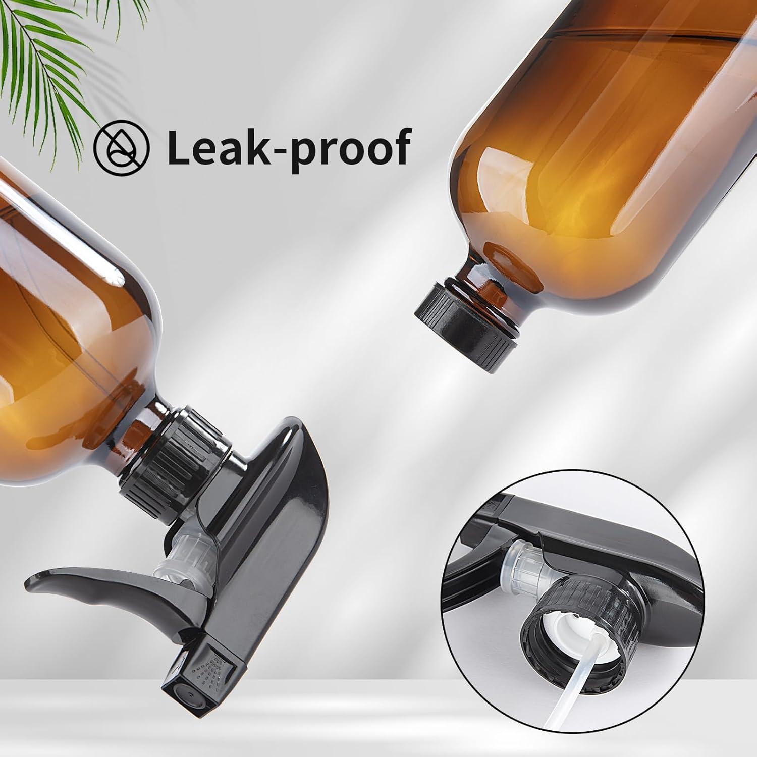 Botellas de Spray de Vidrio Ámbar HOMBYS 16 oz con Silicona - Paquete de 2