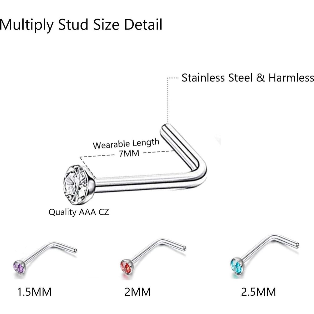 Juego de Anillos de Nariz Hipoalergénicos Acero Inoxidable 7mm