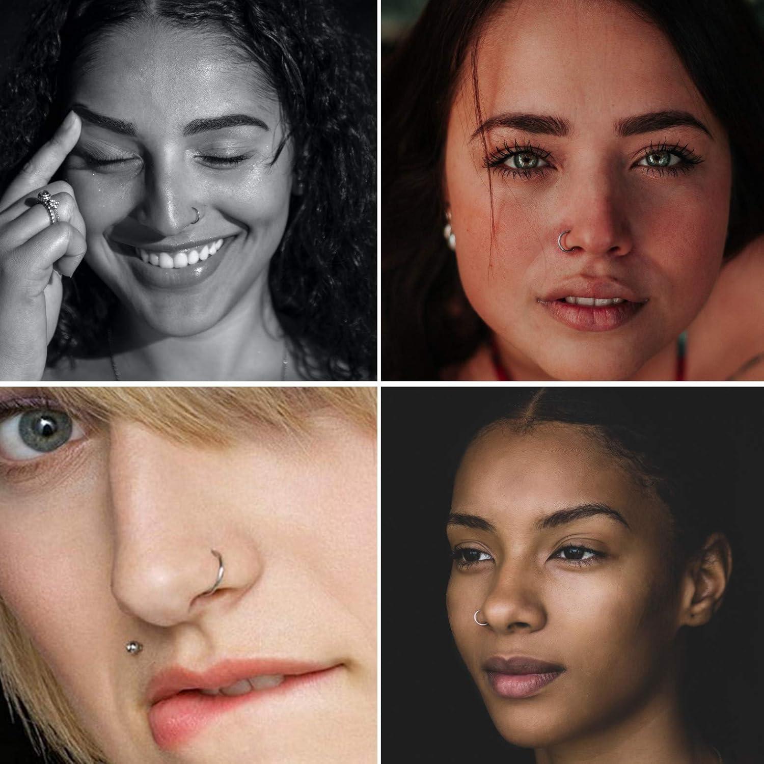 Juego de Anillos de Nariz Hipoalergénicos Acero Inoxidable 7mm