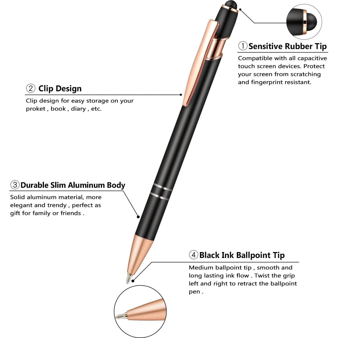 Bolígrafos Aozora 18 Piezas 2-en-1 Estilógrafo Tinta Negra 1.0mm