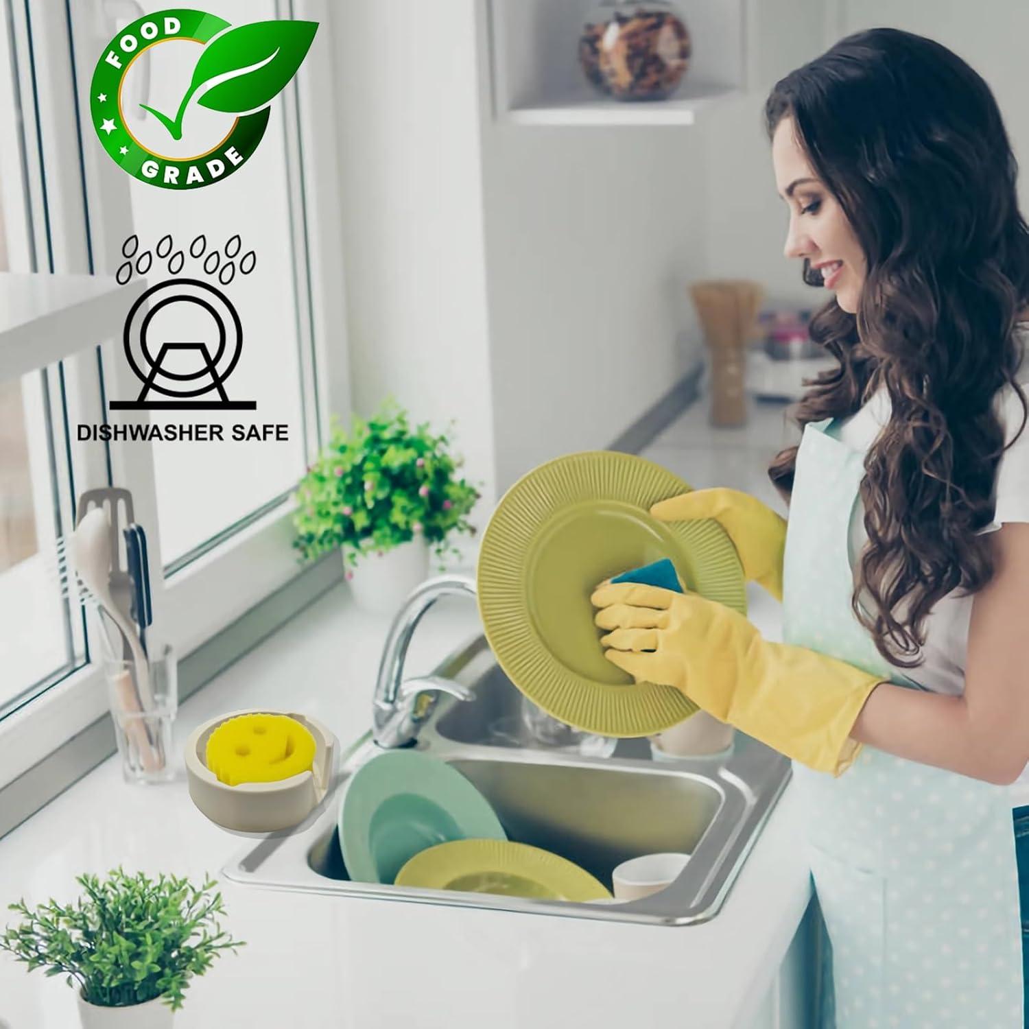 Soporte de Esponja JIEFANYU Cara Sonriente para Fregadero Negro