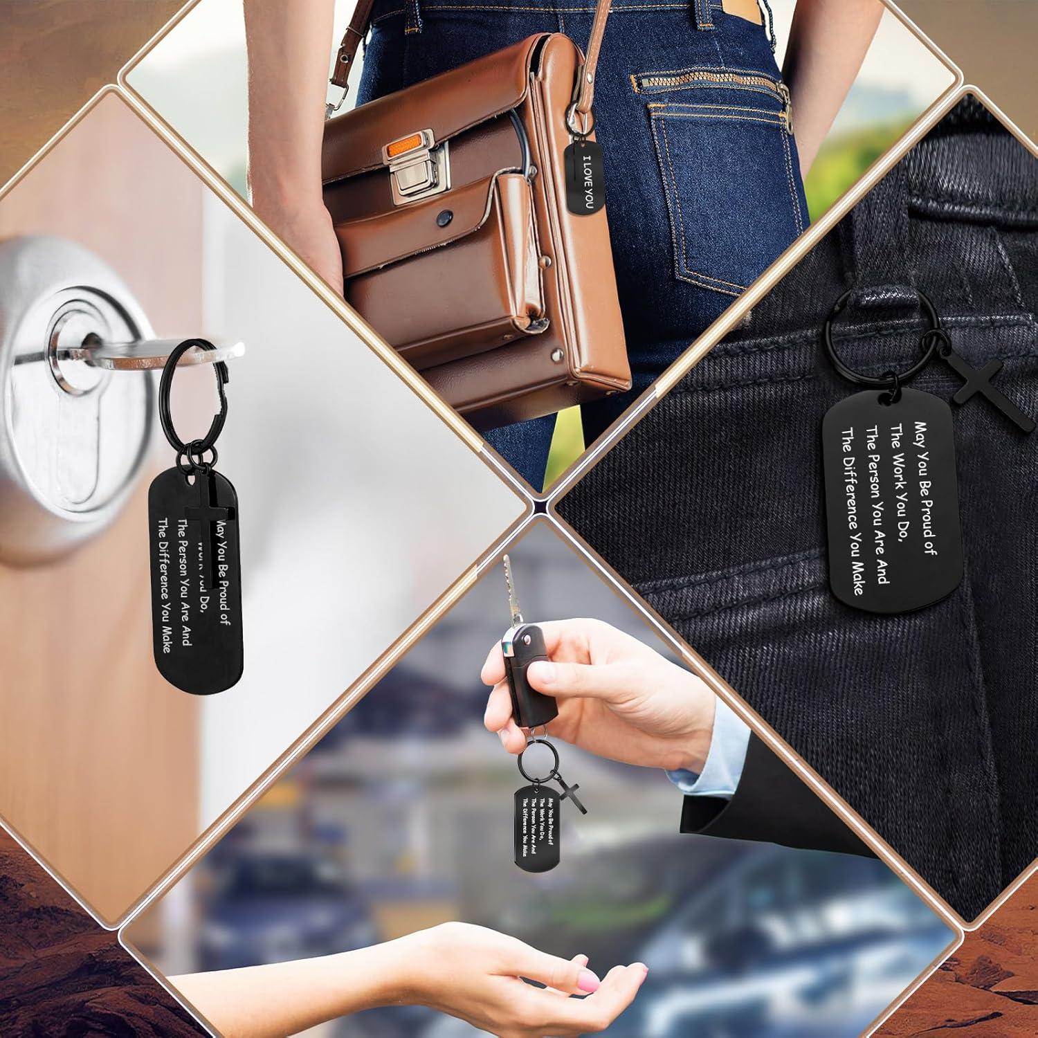 30 Llaveros Metálicos Grabables Gisafai Acero Inoxidable Negro