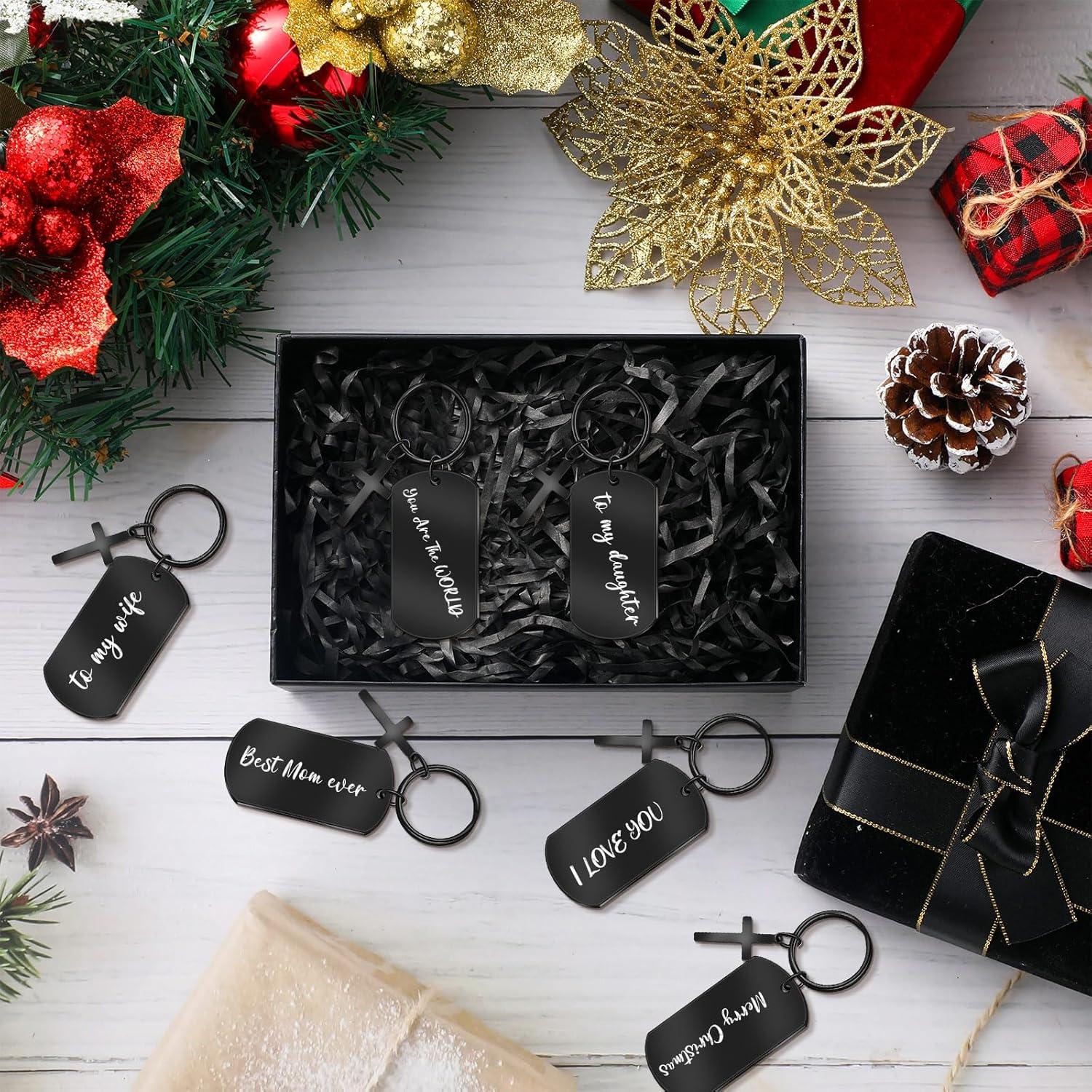 30 Llaveros Metálicos Grabables Gisafai Acero Inoxidable Negro