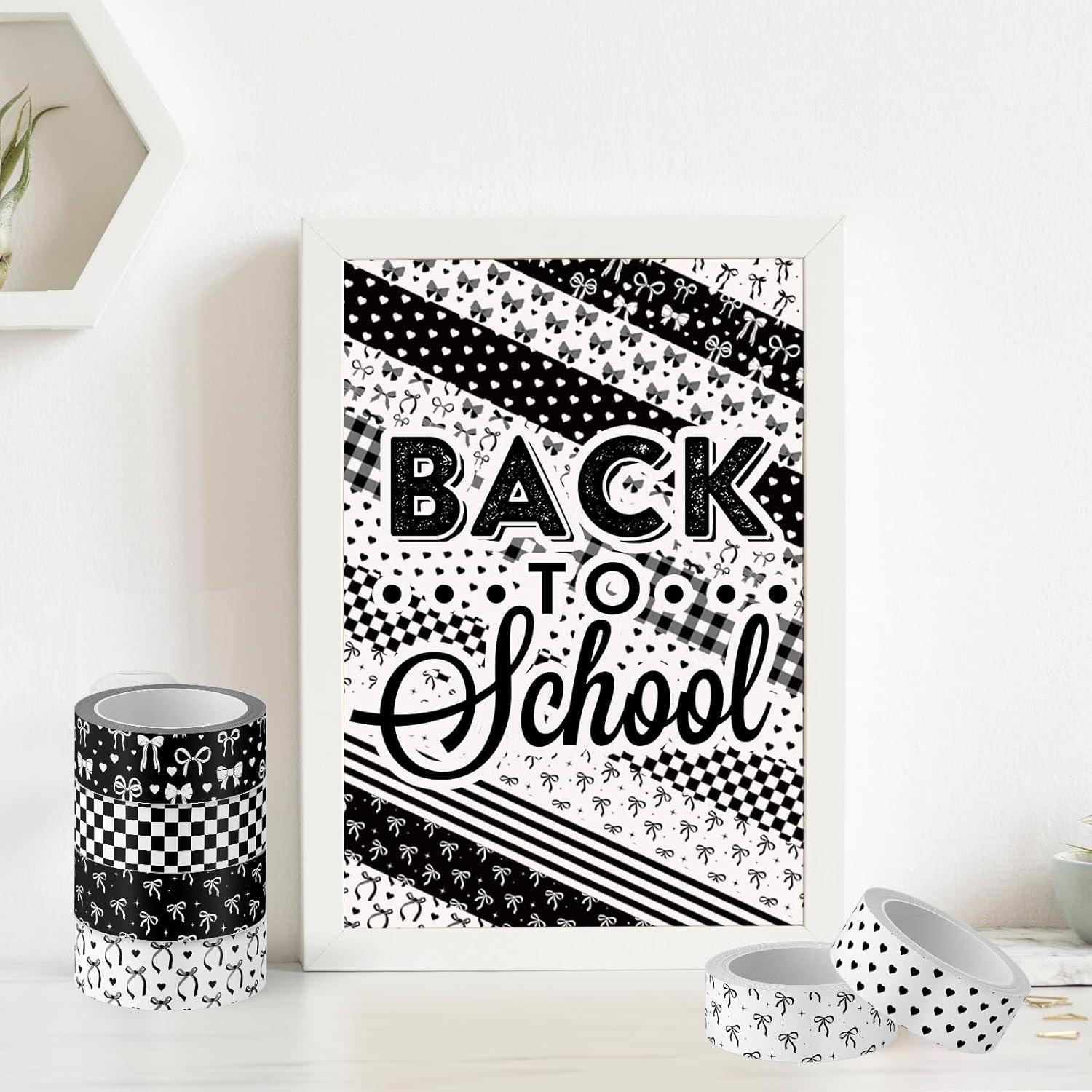 12 Rollos Cinta Washi Negra FYSUIMU 1.52 cm x 5 m Decorativa