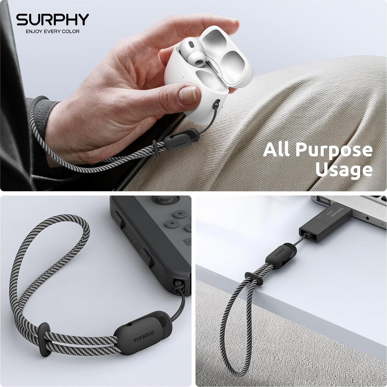 Lanyard SURPHY 2 Pack Correa de Muñeca para Teléfono Negro