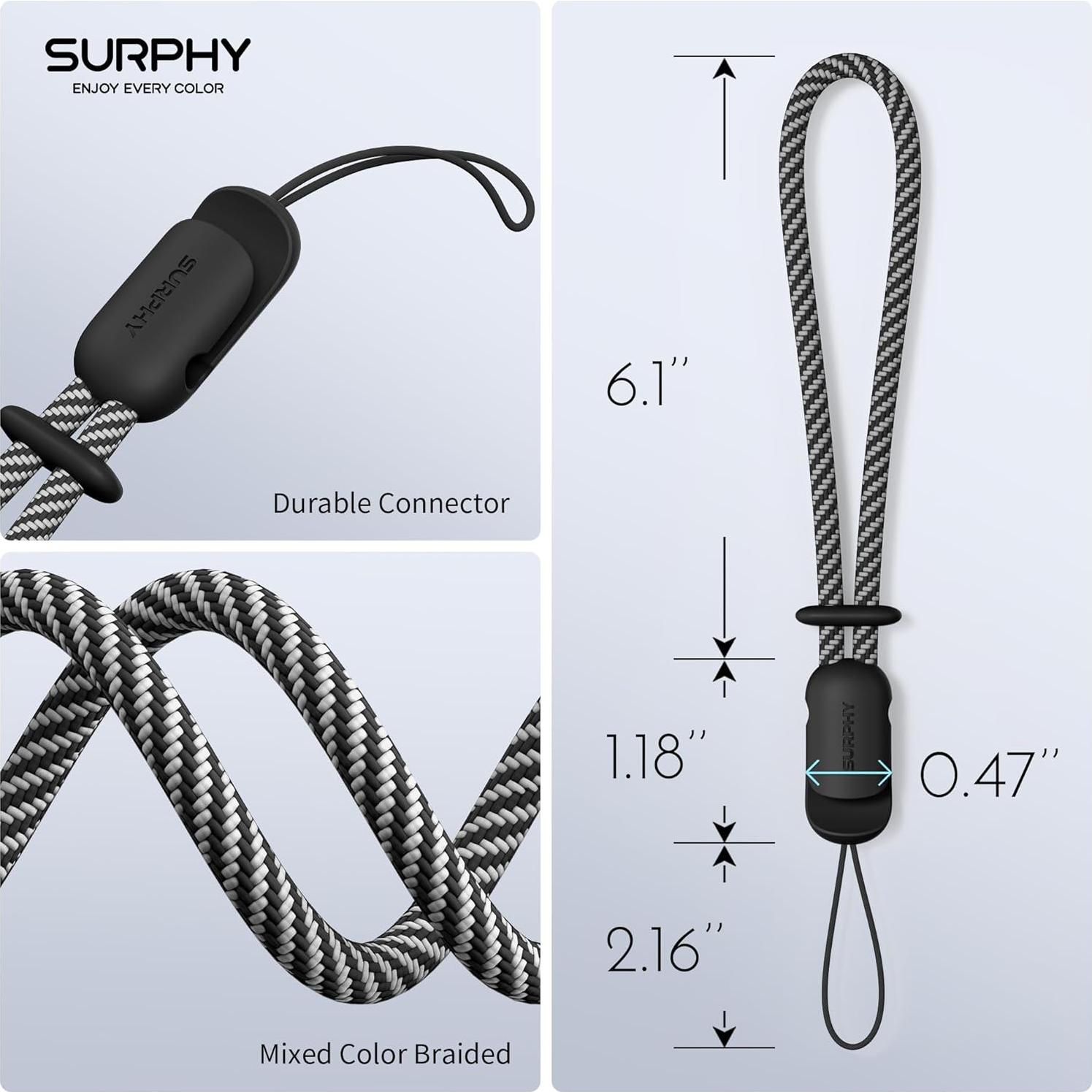 Lanyard SURPHY 2 Pack Correa de Muñeca para Teléfono Negro
